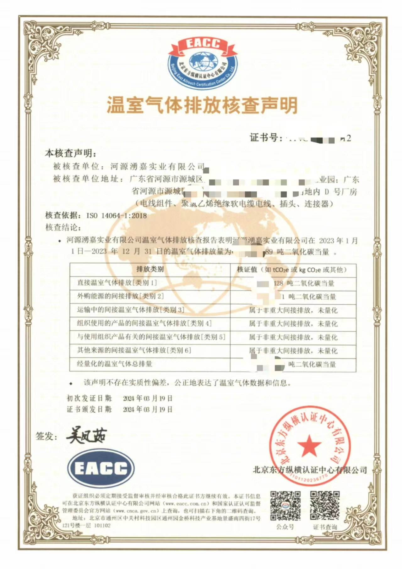 東方縱橫助力河源市航嘉源實業有限公司&河源湧嘉實業有限公司完成碳核查驗證